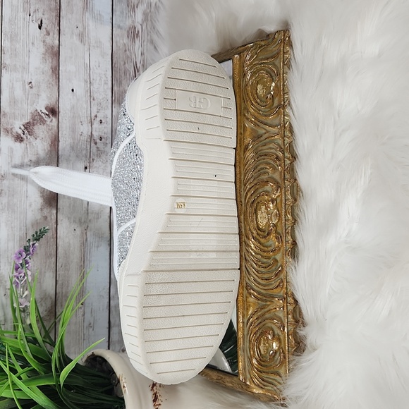 GIANNI BINI, Stylish White, Silver and clear stones, Women's Sneakers, Sz 8.5M - Picture 5 of 11